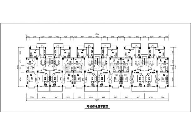 重庆市某新建小区四栋住宅楼标准层平面设计CAD图纸（含户型图）-图二