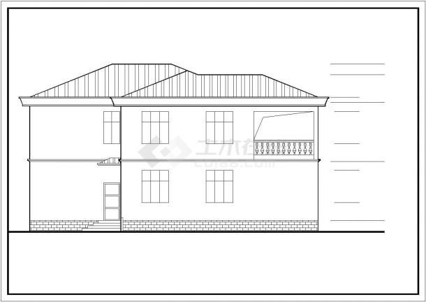 260平米3层砖混结构乡村住宅楼平立剖面设计CAD图纸（带阁楼）-图二