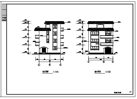 新款三层自建房简约风格住宅楼建筑施工cad图(带效果图，共七张)-图一