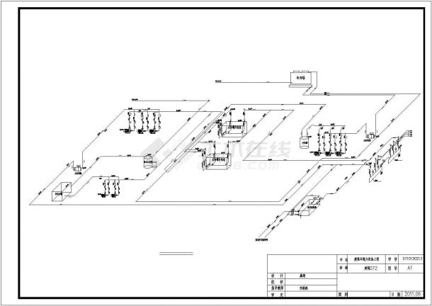 【学生】综合楼的空调系统全套施工设计cad图纸(含二层风系统平面图)-图一