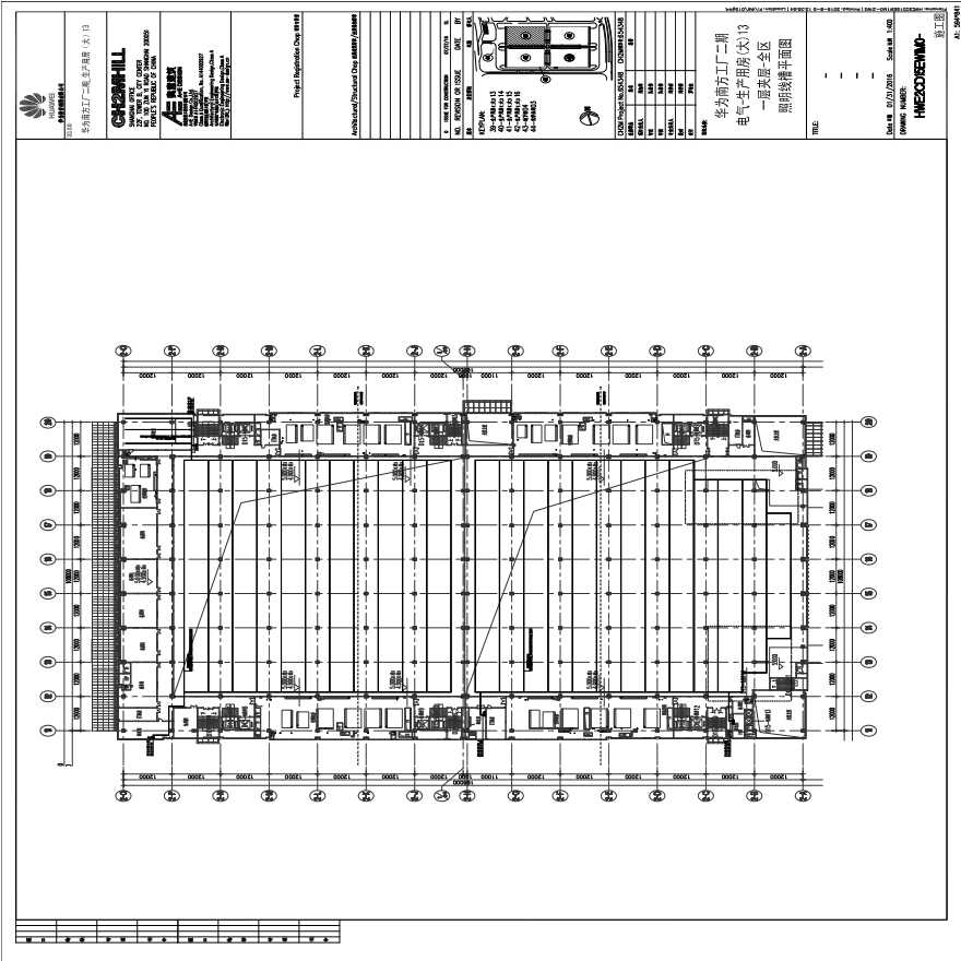 HWE2CD15EW1M0-电气-生产用房(大)13一层夹层-全区照明线槽平面图.pdf-图一