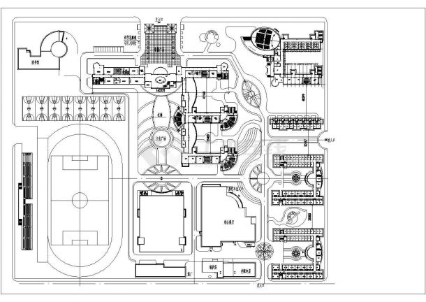 某示范高中规划CAD建筑总平面图-图一