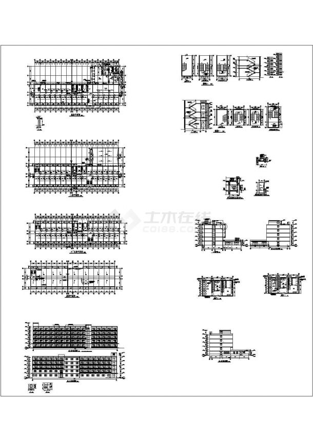 某宿舍楼全套建筑施工CAD图纸详细完整-图一