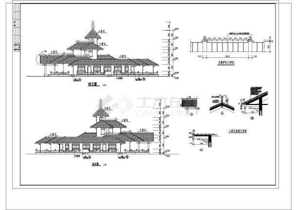 某三层仿古住宅建筑设计cad施工图纸-图二