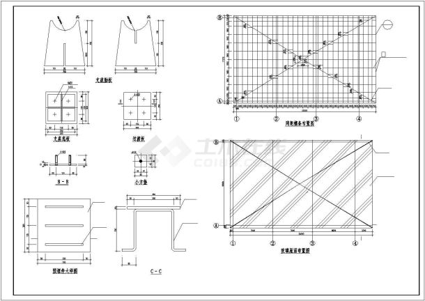 某玻璃屋面网架图全套CAD平面建筑设计图-图二