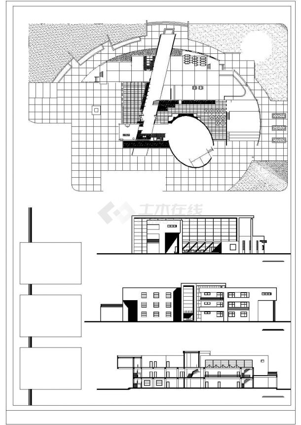 某大学生活动中心全套CAD平面建筑设计方案图-图一