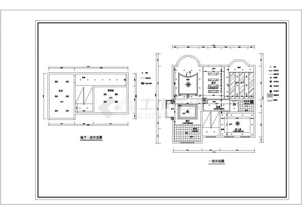 -1+3层别墅装修CAD平面布置参考图-图一