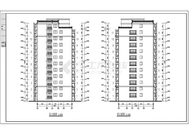 [济南]小高层住宅楼建筑施工设计cad图纸-图二