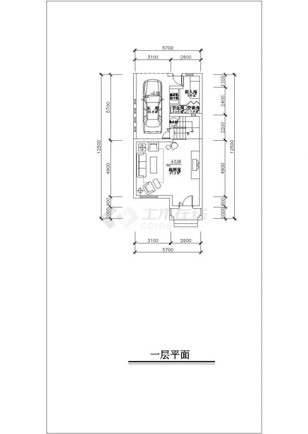 2套联排别墅户型设计CAD参考图-图一