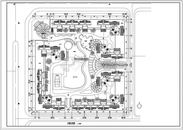 [南京]高层住宅小区平面绿化规划设计cad图纸-图二