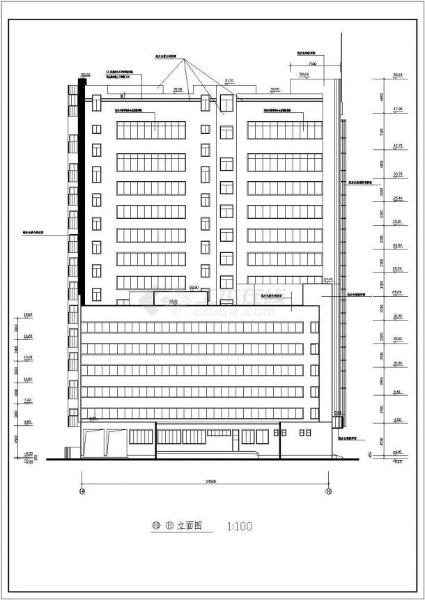 某剪力墙结构高层三星级宾馆设计cad全套建筑施工图（含设计说明，含防火设计）-图二