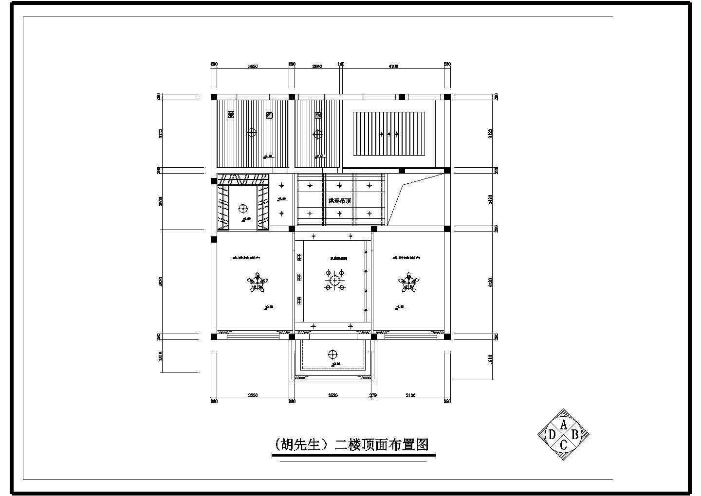 某城市中心花园别墅建筑室内装饰设计施工方案CAD图纸