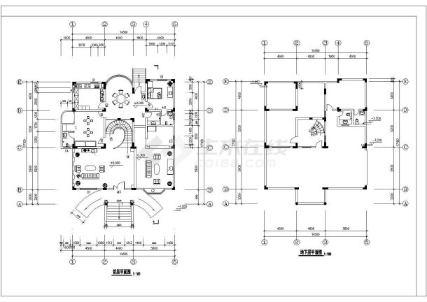 某城市小型别墅建筑室外装修设计施工方案CAD图纸-图一