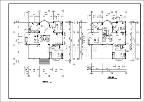 某城市小型别墅建筑室外装修设计施工方案CAD图纸-图二
