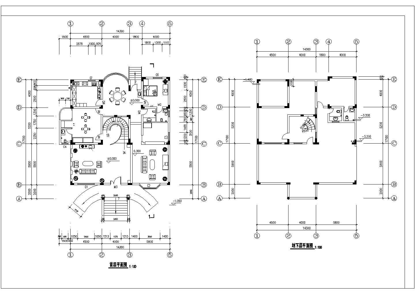 某城市小型别墅建筑室外装修设计施工方案CAD图纸