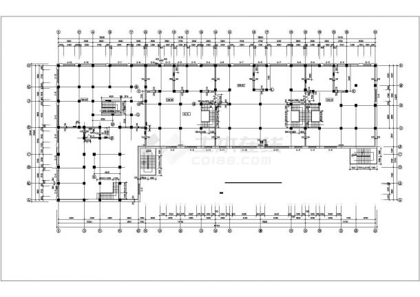 7700平米6层框架结构商住楼平面设计CAD图纸（1-2层商铺）-图二