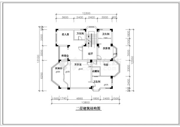 某城市内现代精品小户型别墅建筑装修方案设计施工CAD图纸-图二