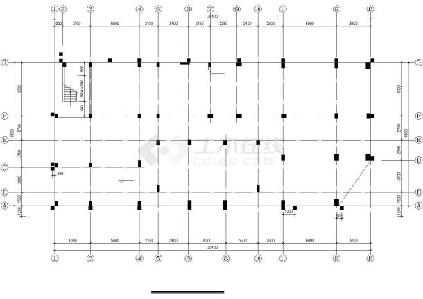 长35.4米 宽16.1米 13层1梯3户框架结构CAD住宅楼设计图 含详图-图一