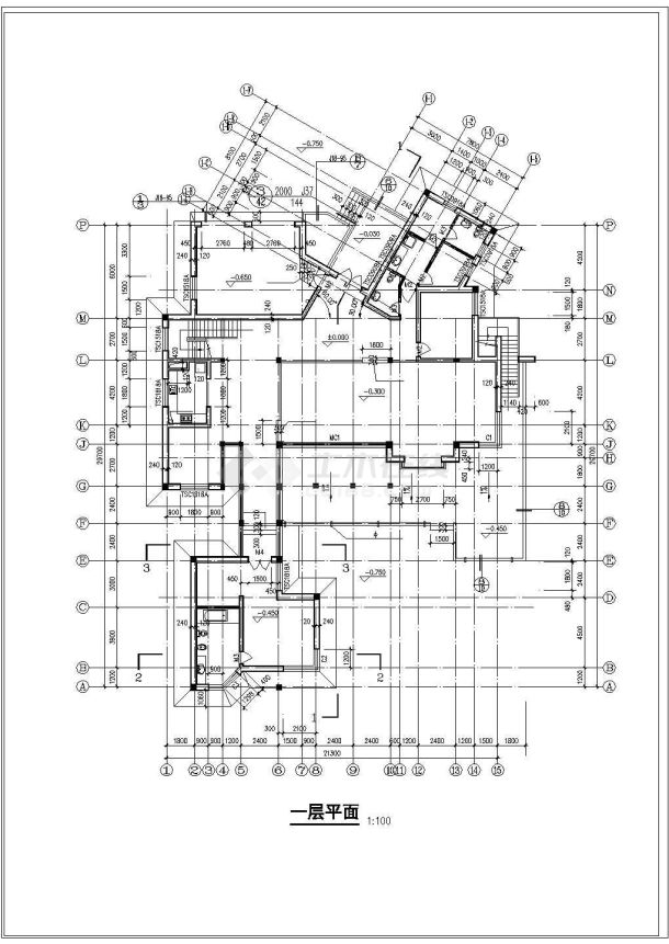 某地区D型2层独立奢华别墅建筑cad施工图纸-图二