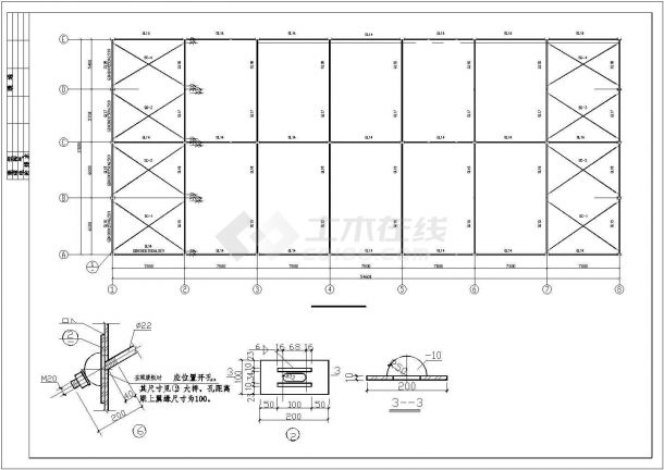 三层轻钢结构商业楼结构施工CAD图纸-图二