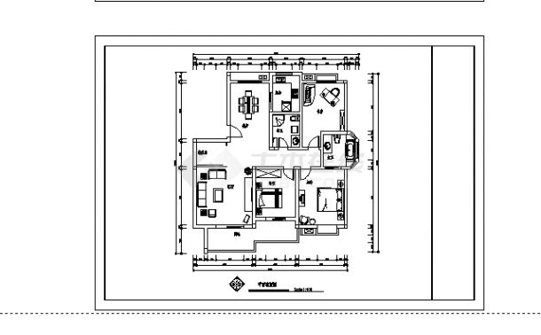 2套小区套房户型3室2厅2卫1阳台设计施工cad图纸-图一
