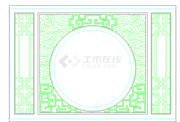 CAD建筑常用中式屏风大样图-图一