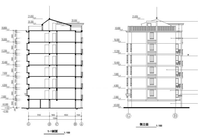 宁波市某小区3800平米6层混合结构住宅楼建筑设计CAD图纸_图1