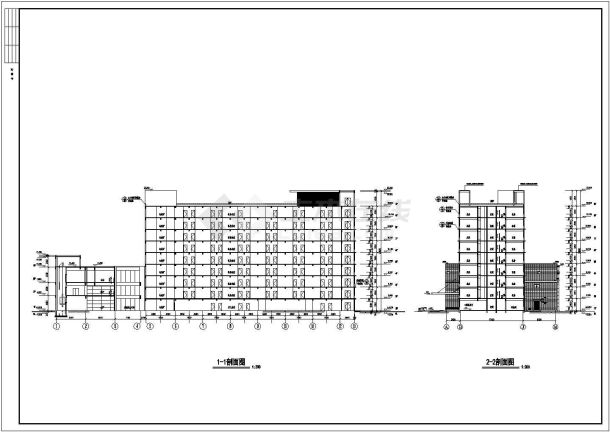 上海市某框架剪力墙结构小高层度假酒店建筑方案设计cad图(含设计说明)-图一