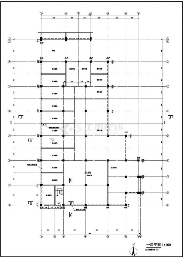 某城市抗震7度框架结构农贸市场建筑设计cad图（含设计说明）-图一