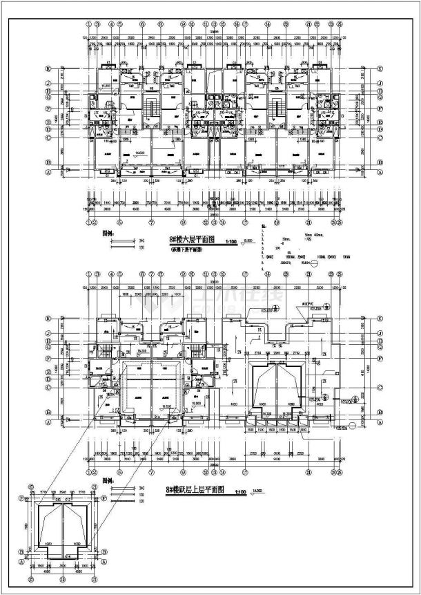 温州市某小区2800平米7+1层砖混结构住宅楼建筑设计CAD图纸-图一