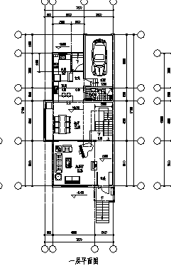 某三层联排别墅建筑施工cad图(带半地下室设计，共八张)-图一
