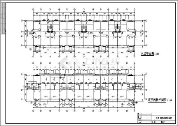 某大型6+1层框架结构沿街商住楼平立剖面设计CAD图纸（底层商铺）-图一