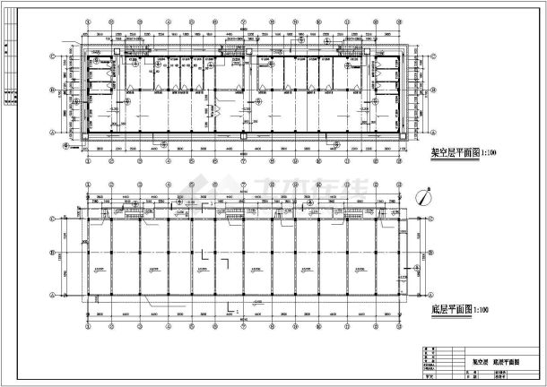 某大型6+1层框架结构沿街商住楼平立剖面设计CAD图纸（底层商铺）-图二