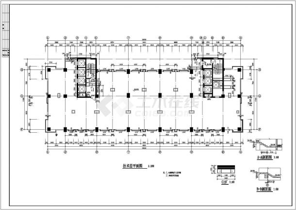某城市框架剪力墙结构小高层酒店建筑设计cad平面图（含建筑设计说明）-图二