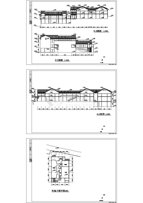 杭州中式现代风格3层历史博物馆建筑方案图纸-图二