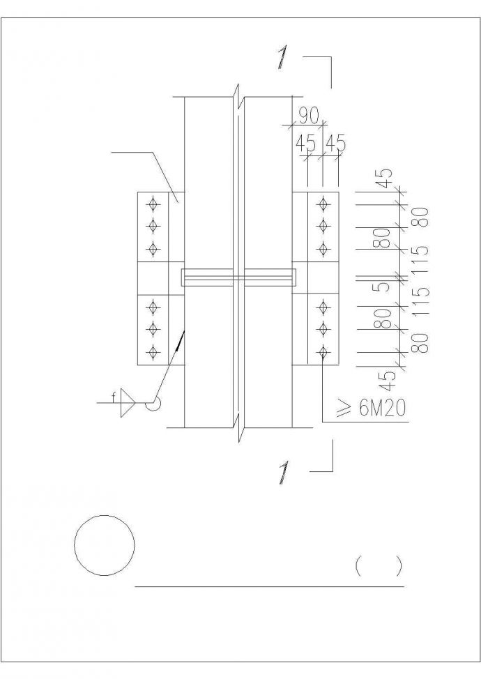 工字形截面柱的工地拼接CAD详图_图1