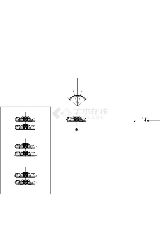 00045弧形新中式砖砌仿木景墙-图一