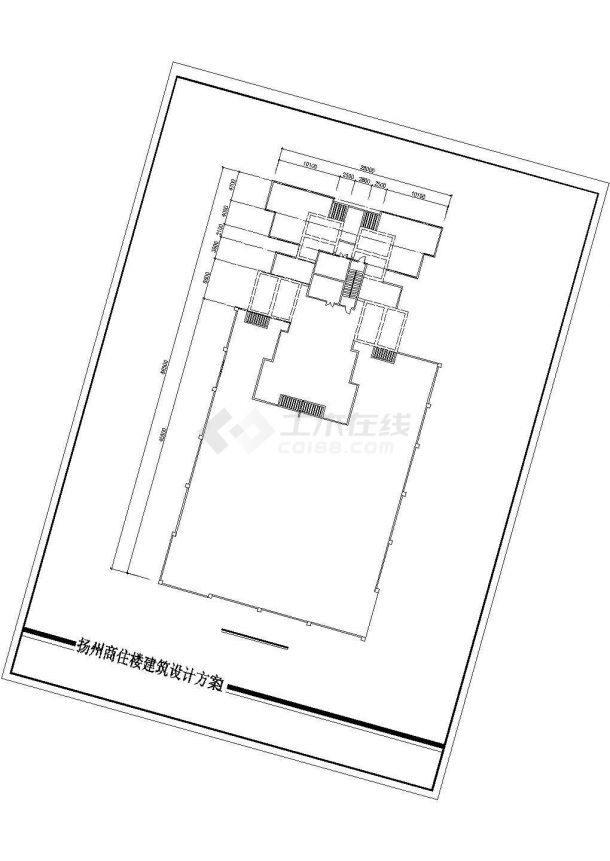 扬州市某地区商住楼建筑设计cad图（含总平面图及效果图）-图一