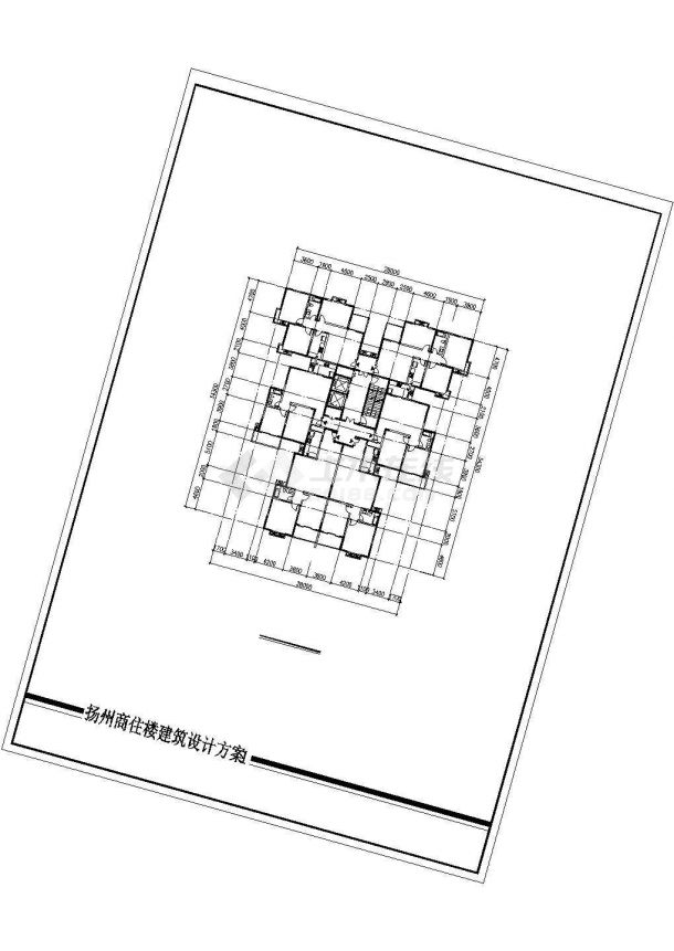 扬州市某地区商住楼建筑设计cad图（含总平面图及效果图）-图二