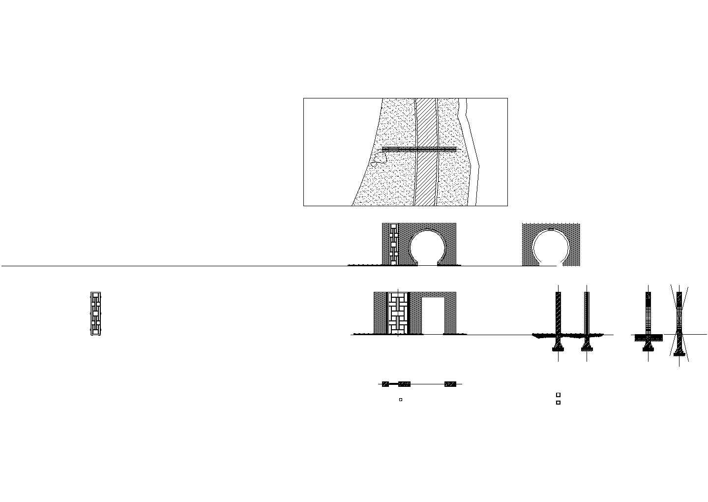 0001新中式镂空景墙月亮门月洞门景观节点CAD详图
