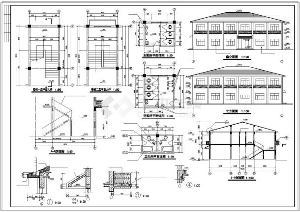办公楼设计_北方小办公楼建筑设计CAD施工图-图二