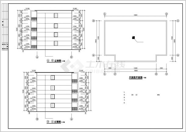 某社区1000平米4层砖混结构住宅楼平立剖面设计CAD图纸（1层2户）-图一