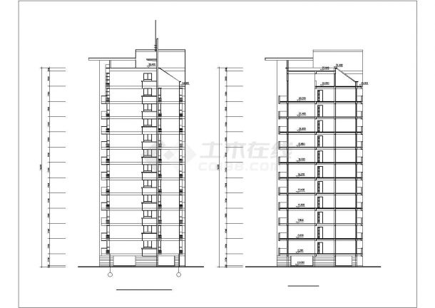 南京某小区1万平米12层框剪结构住宅楼平立剖面设计CAD图纸（含架空层）-图一