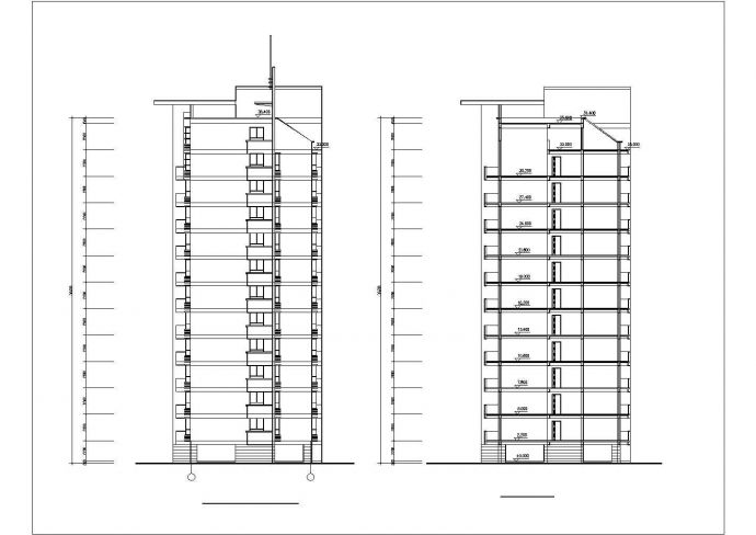 南京某小区1万平米12层框剪结构住宅楼平立剖面设计CAD图纸（含架空层）_图1