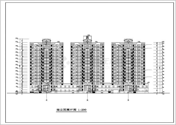 3万平米三栋15层组合式商住楼建筑设计CAD图纸（1-2层商用）-图二