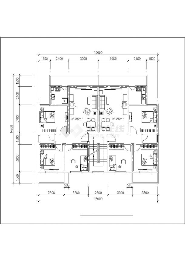沈阳某新建小区4张120平米左右的热门户型设计CAD图纸-图二