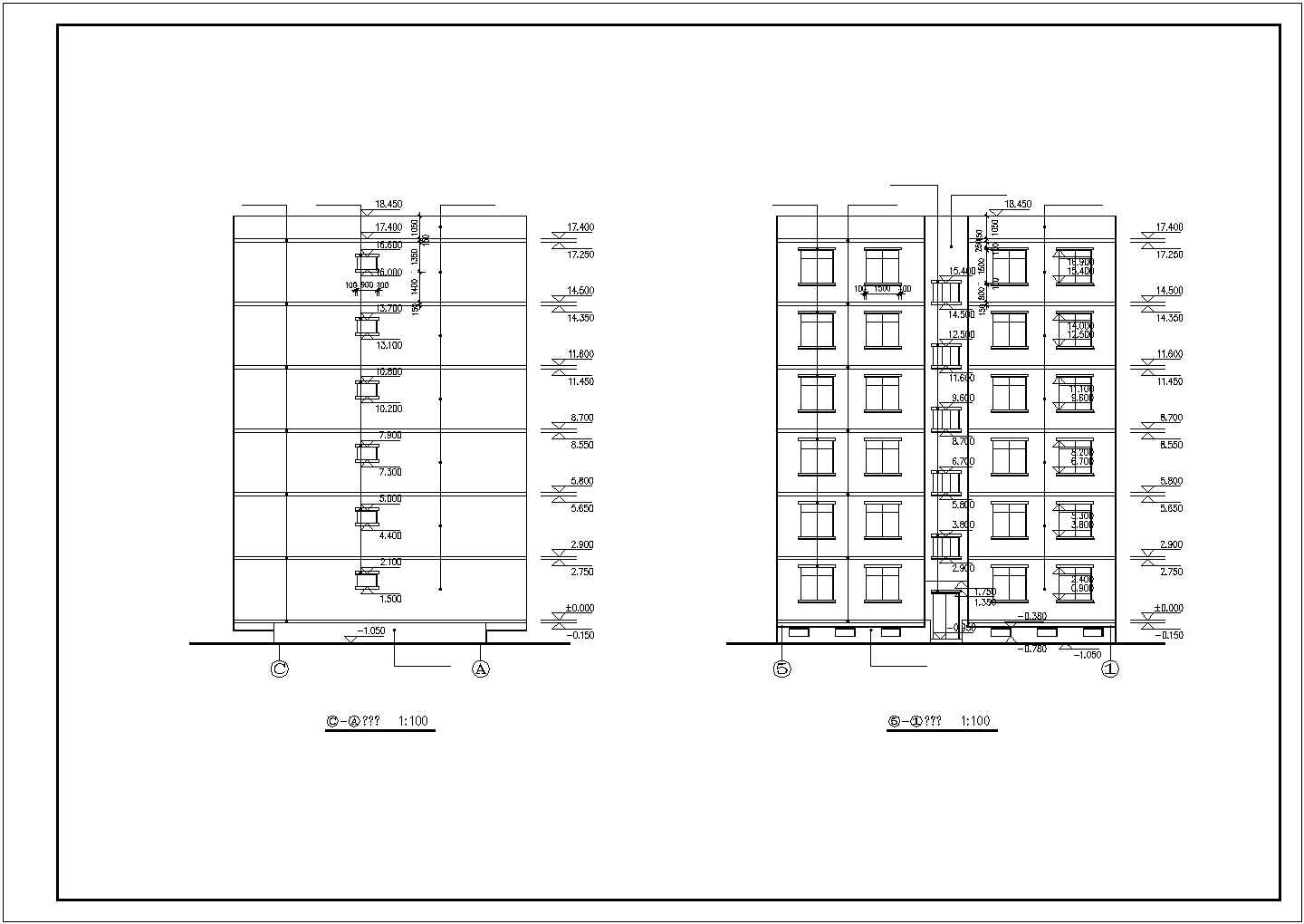 9500平米6层组合式混合结构住宅楼全套建筑设计CAD图纸