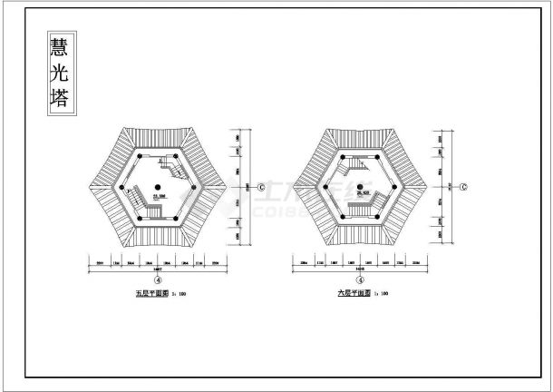 砖混结构古塔建筑设计CAD图纸-图一
