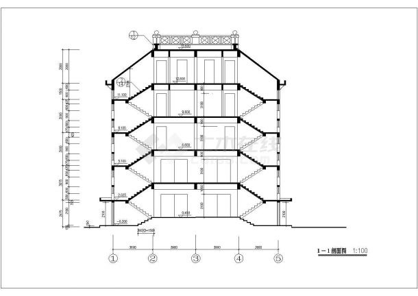 徐州市某村镇100平米五层砖混结构私人住宅楼建筑设计CAD图纸-图一