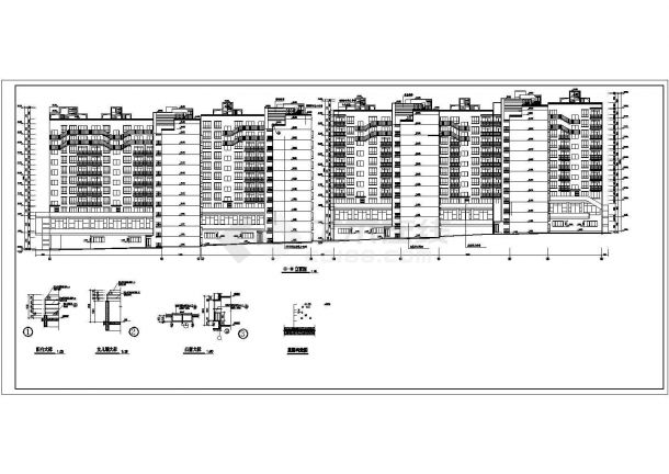 临街3.8万平米11层框架结构组合式商住楼建筑设计CAD图纸-图二
